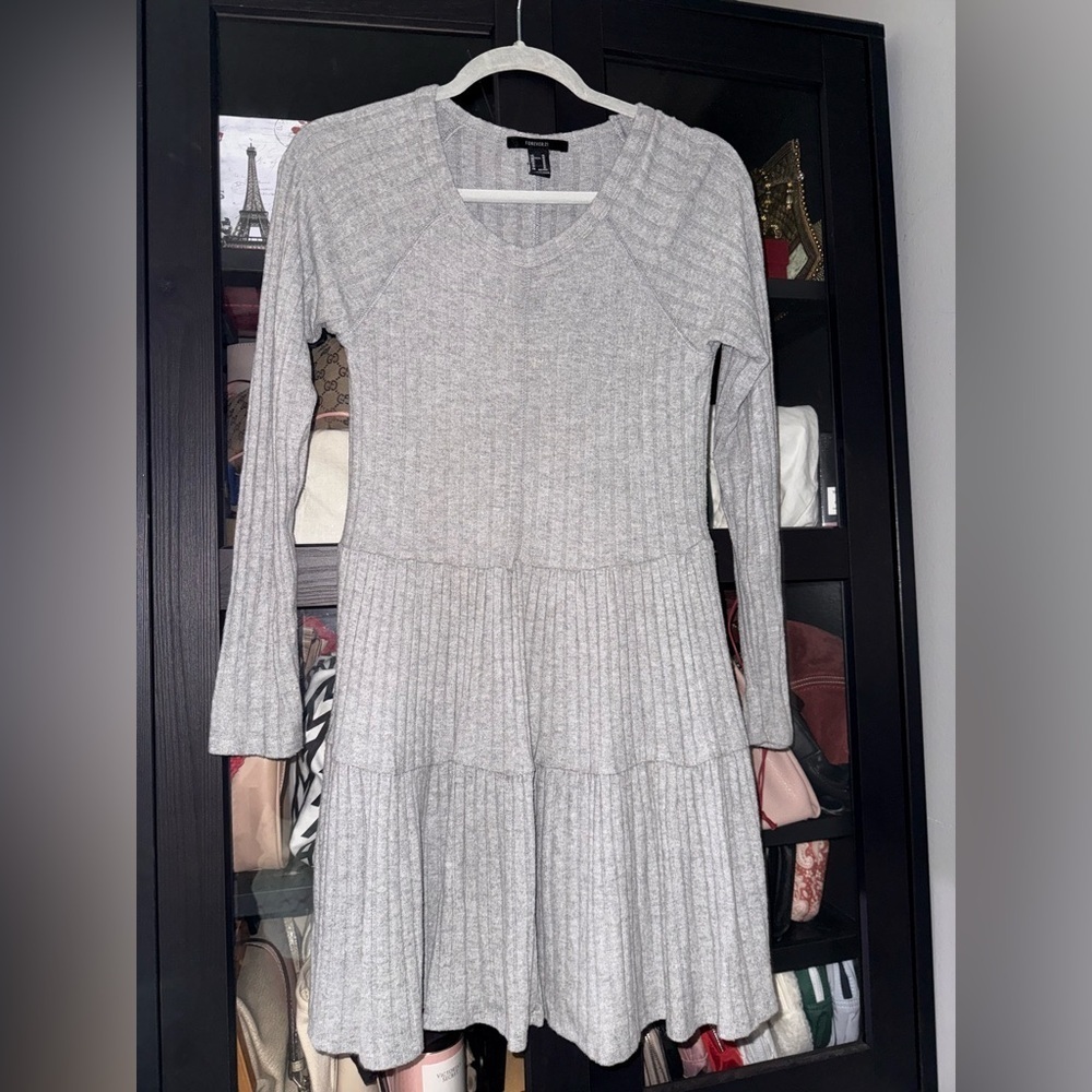 Forever 21 Light Gray Long Sleeve Dress